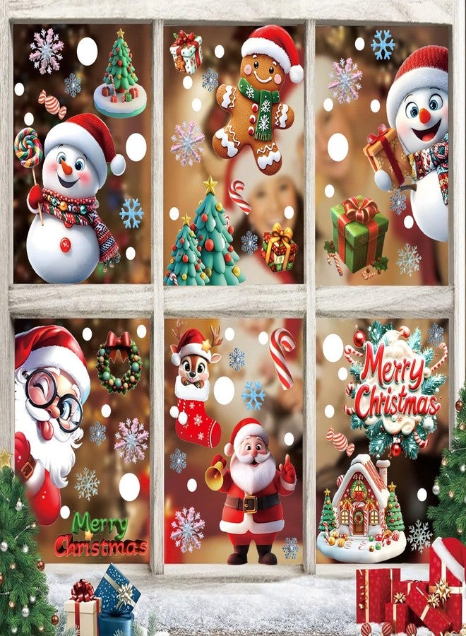 BharatBazaar Christmas Window Stickers, 263Pcs Christmas Window Decorations, Snowflake Stickers for Home, Living Room, Office, Party, Church Decoration, Xmas Decor - Image 1